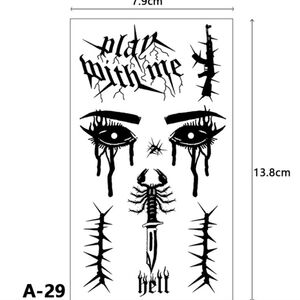 Black Gothic Temporary Tattoo Sheet